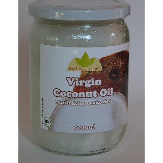 Kokosnuss&ouml;l VCO Virgin Coconut Oil Bio 500ml im GLAS